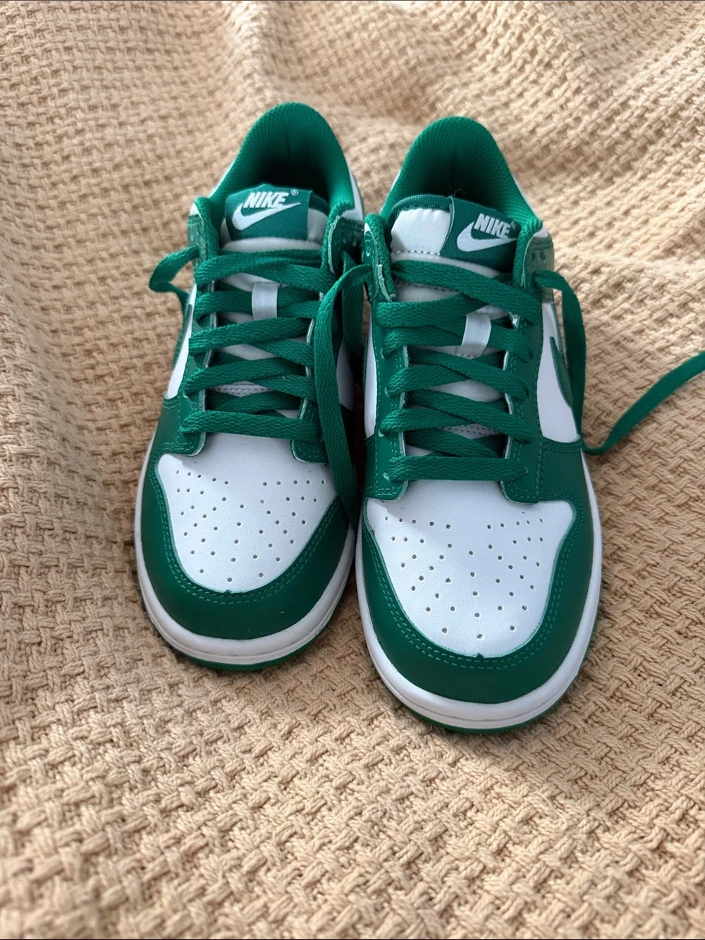 Nike Green and White Dunk-Style Low Tops - New without box